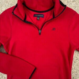 AEROPOSTALE Men’s 1/4 Zip Fleece Polyester Jacket Red XS With Logo Long Sleeve